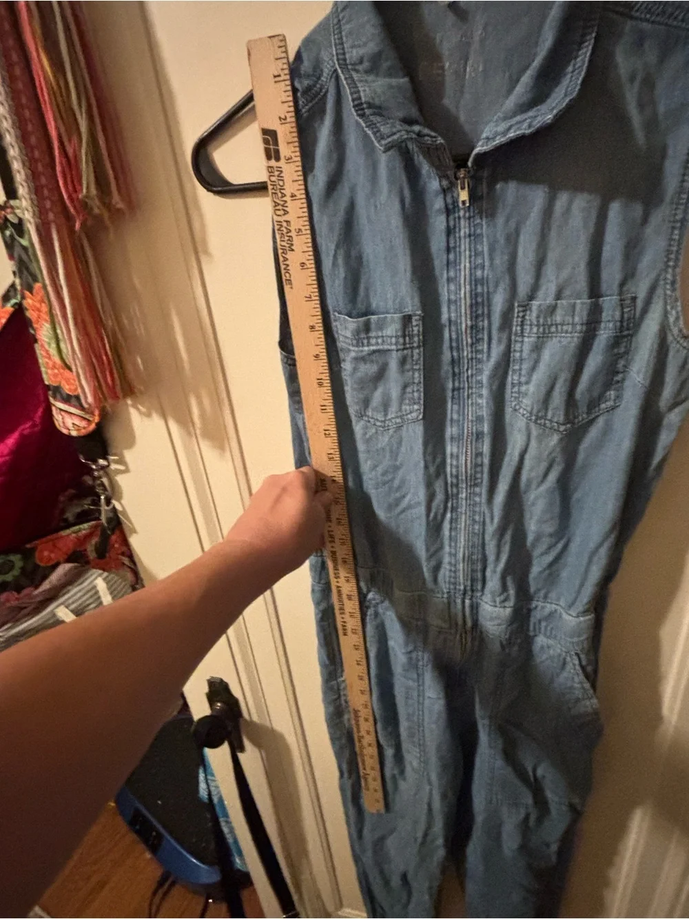 Sleeveless Light Blue Denim Jumpsuit with Front Zip small - Picture 4 of 12